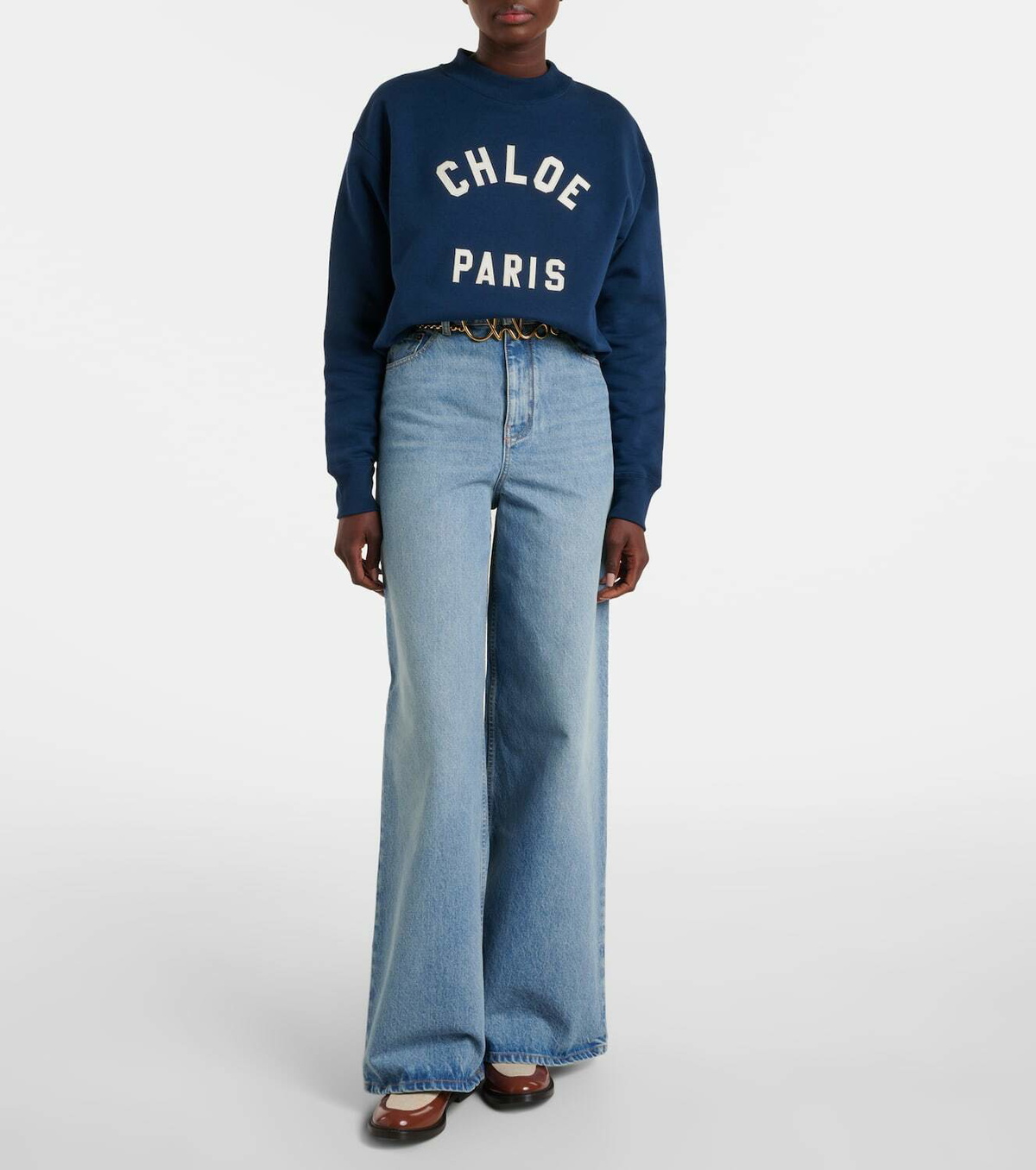 Chloé Marcie leather and canvas loafers