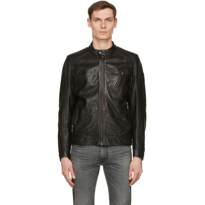 Photo: Belstaff Black Leather Racer 2.0 Jacket