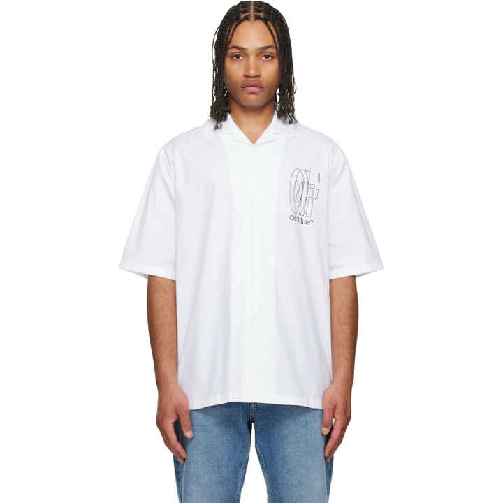 Photo: Off-White White Outline Double Arrow Poplin Bowling Shirt