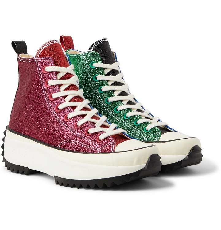 Photo: Converse - JW Anderson Run Star Hike Glittered Canvas High-Top Sneakers - Blue