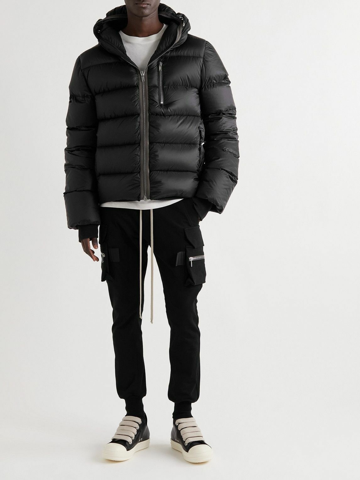 RICK OWENS Cropped quilted padded down leather jacket