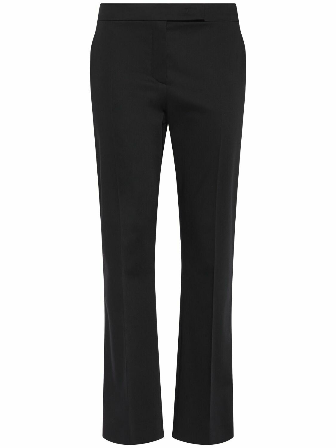 直営♪MaxMara ストレッチコットンサテン スリムストレート OKRA Cotton satin trousers, black | 
