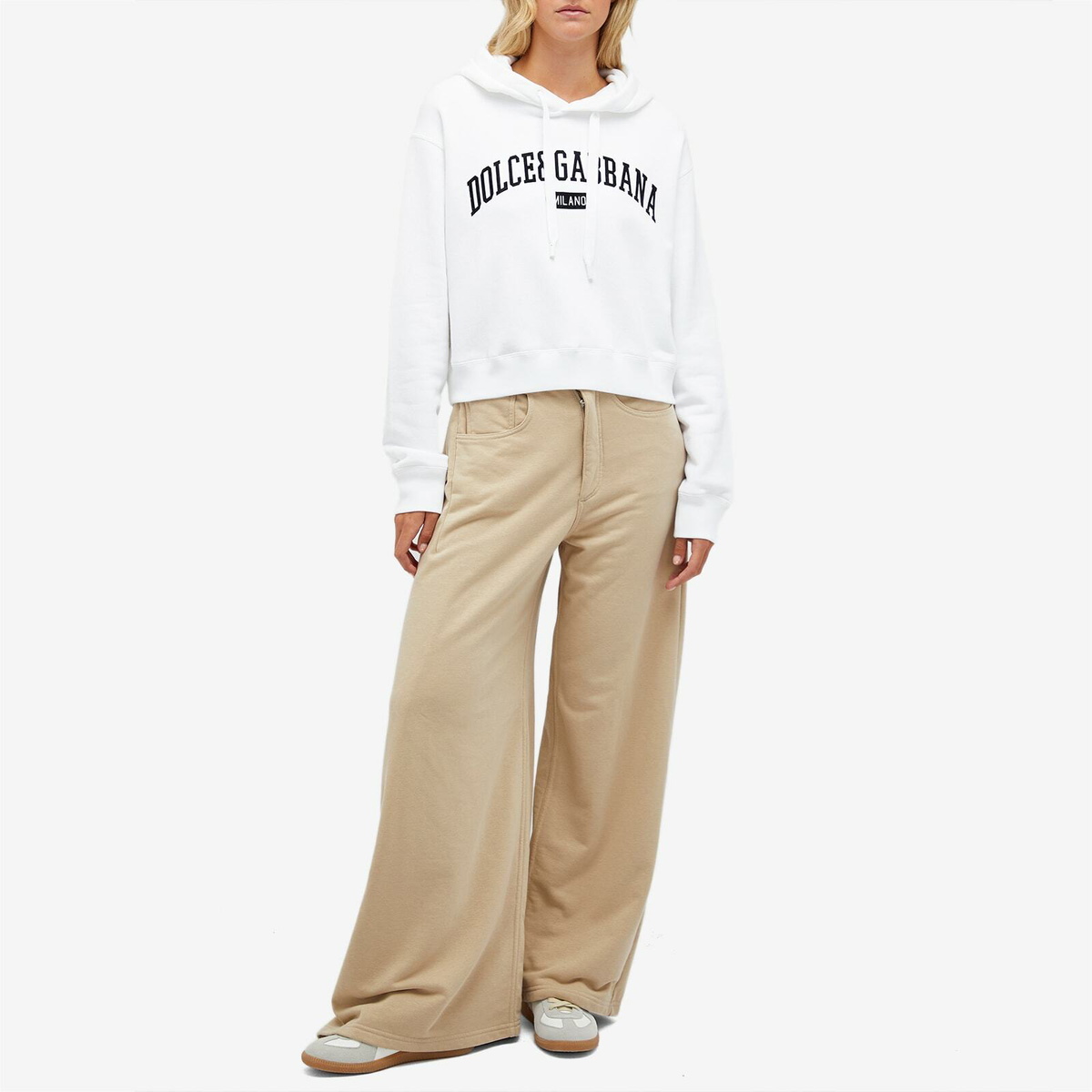 Dolce & Gabbana Women's Logo Hoodie in Bianco Ottico