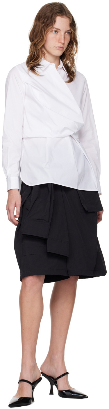 Juun.J White Twisted Wrap Shirt