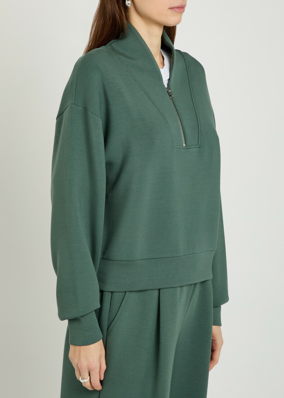 Varley Davidson Half-zip Stretch-jersey Sweatshirt Dark Green