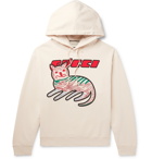 Gucci - Oversized Distressed Printed Loopback Cotton-Jersey Hoodie - Neutrals