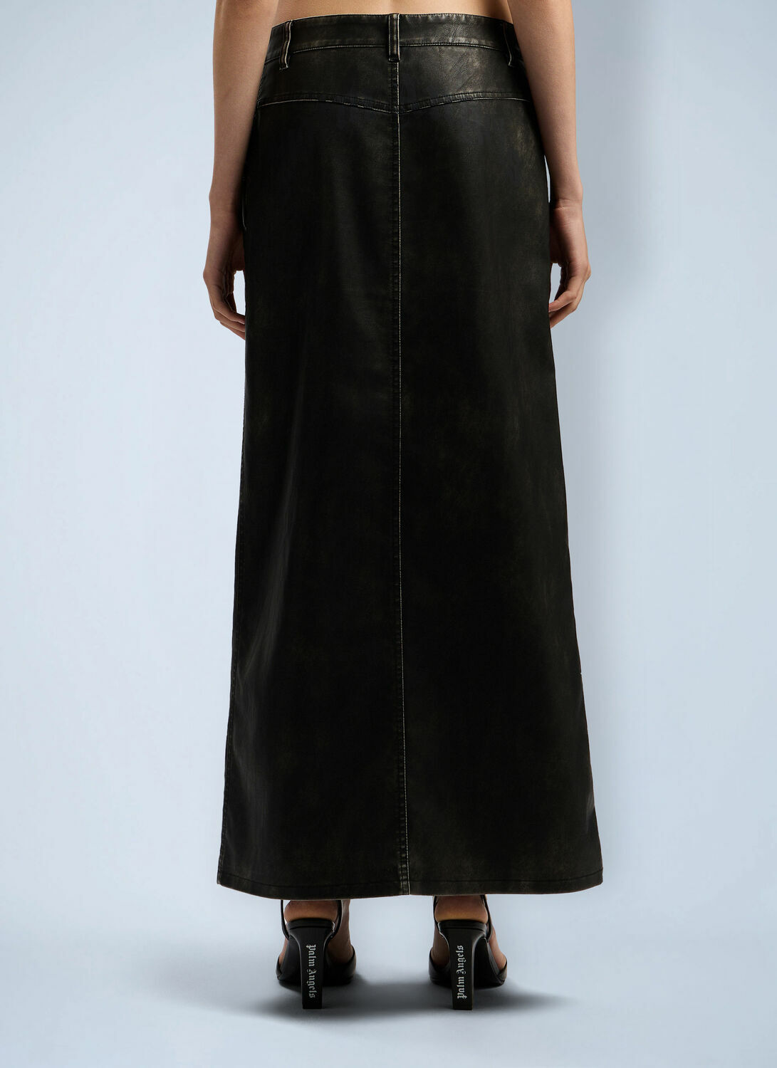 Palm Angels Curved Logo Coated Long Skirt