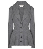 Alexander McQueen Ribbed-knit wool peplum cardigan
