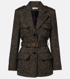 Chloé Belted herringbone wool-blend coat