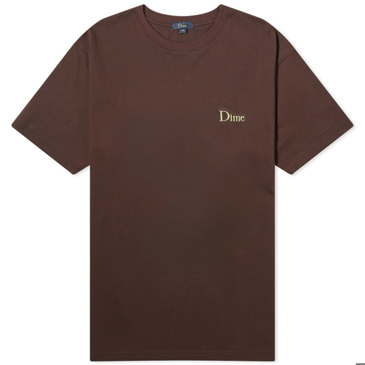 Photo: Dime Men's Classic Small Logo T-Shirt in Deep Brown