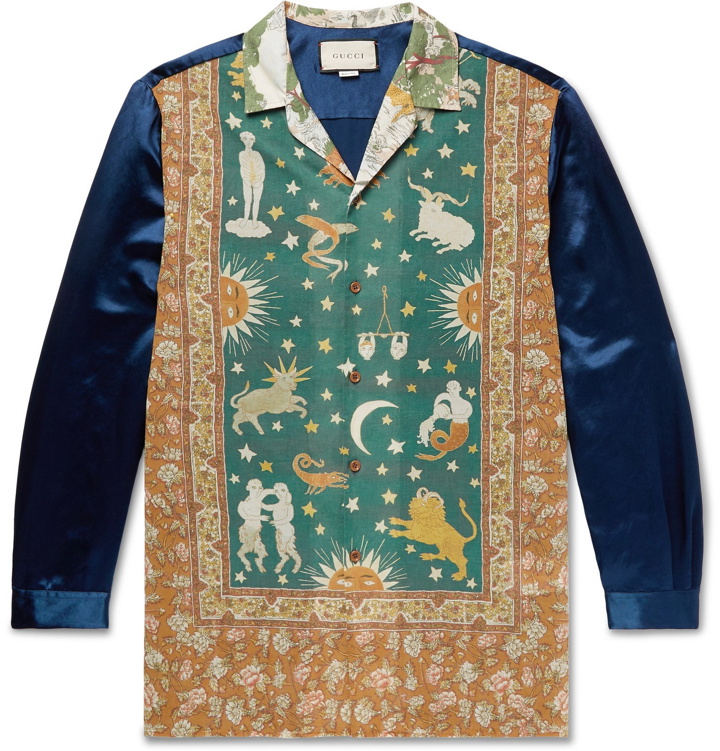Photo: Gucci - Camp-Collar Printed Cotton-Muslin and Satin Shirt - Multi