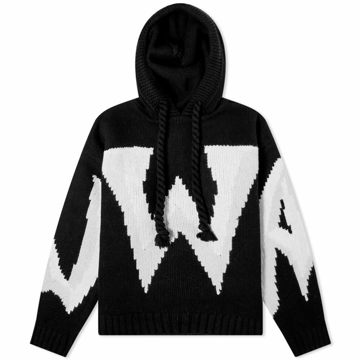Photo: JW Anderson Women's Gothic Logo Chunky Knit Hoody in Black/Off White