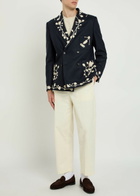 Bode Snowdrop Embroidered Wool-blend Blazer Navy