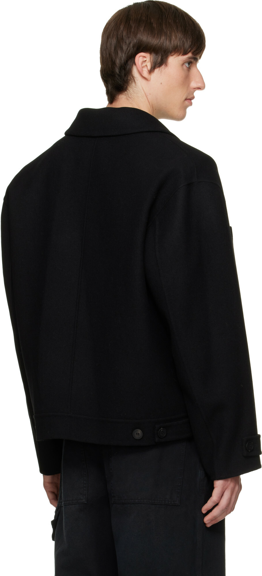 Solid Homme Black Layered Wool Jacket