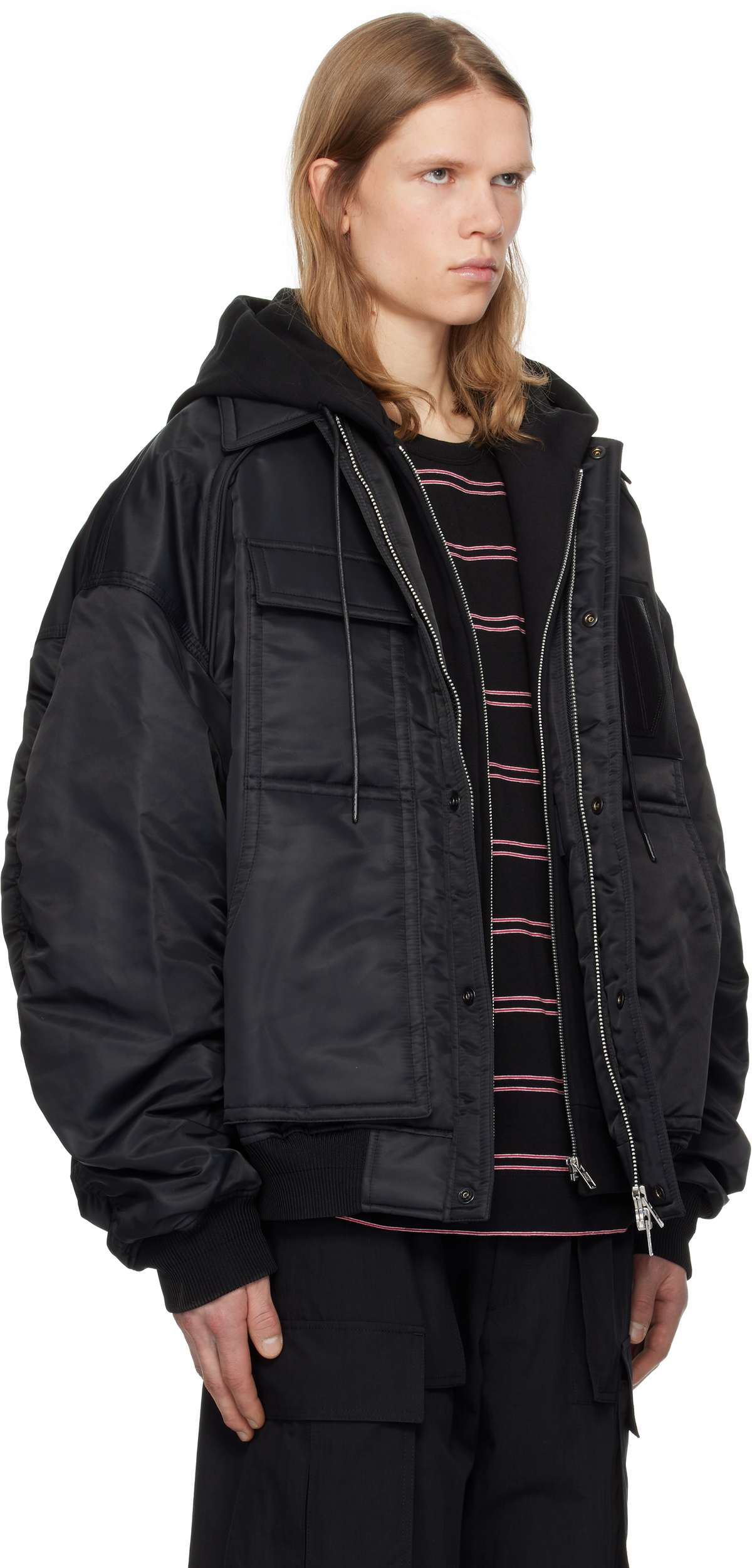 Juun.J Black MA-1 Work Bomber Jacket