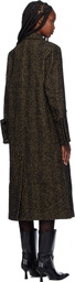 GANNI Brown Herringbone Wool Coat