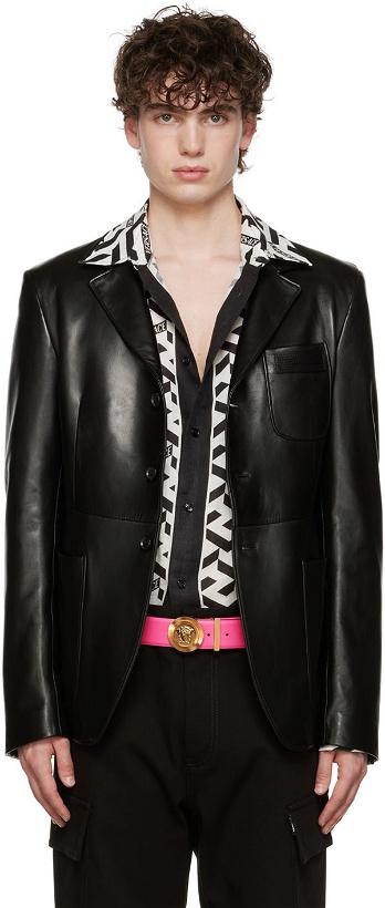Photo: Versace Black Medusa Leather Jacket