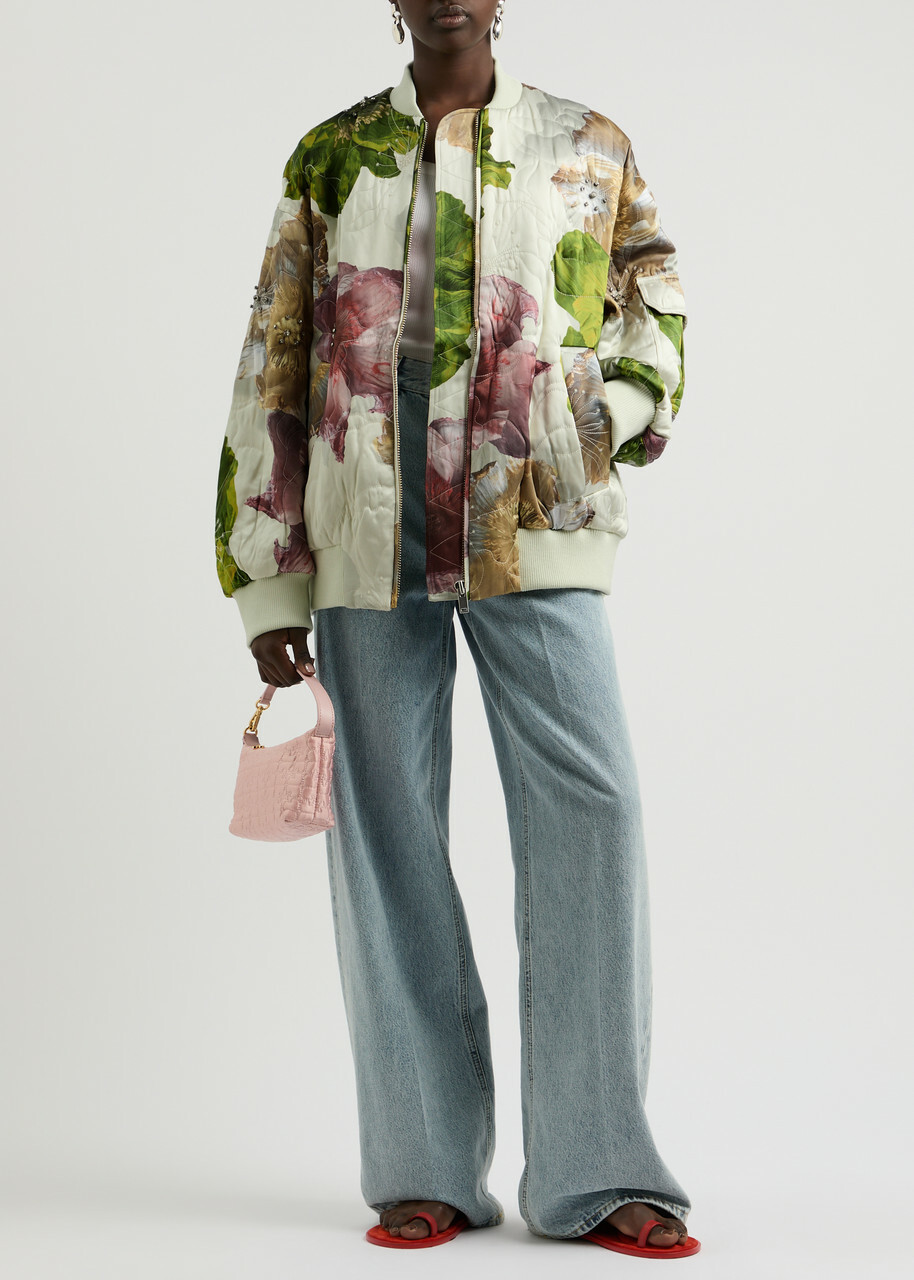 Stine Goya Norea Floral-print Satin Bomber Jacket