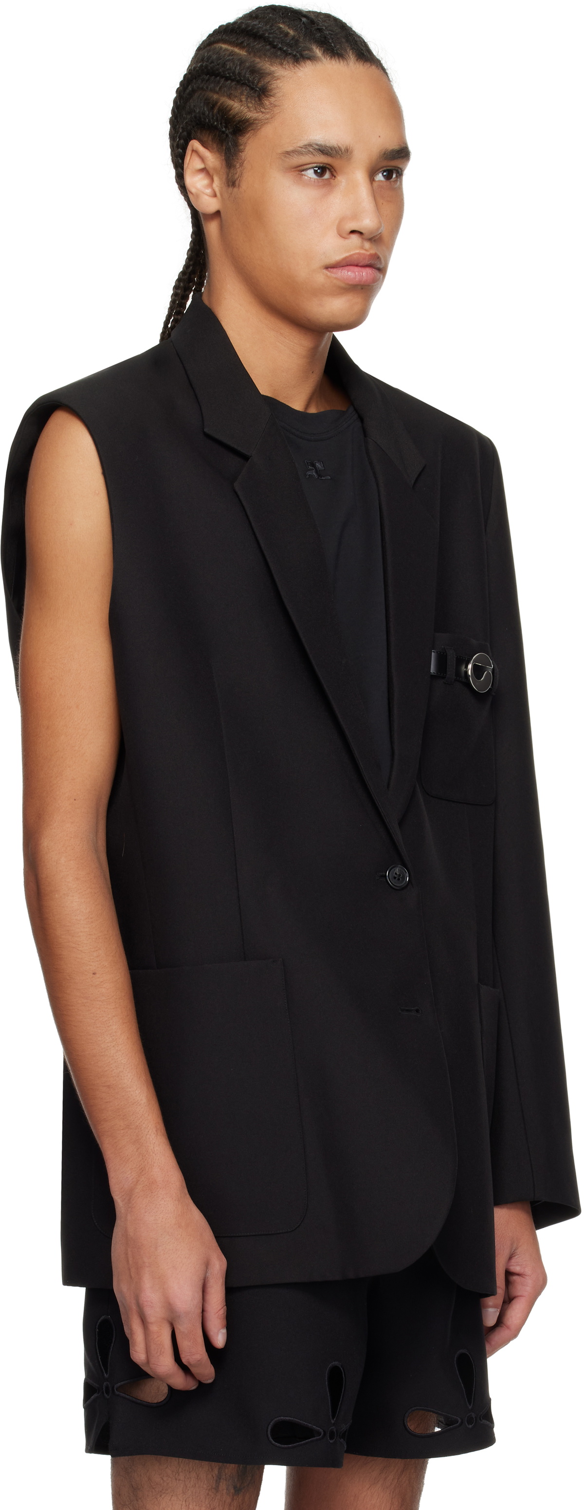 Coperni Black One-Arm Belted Pocket Tailored Blazer