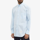 Thom Browne Men's Grosgrain Placket Solid Poplin Shirt in Light Blue