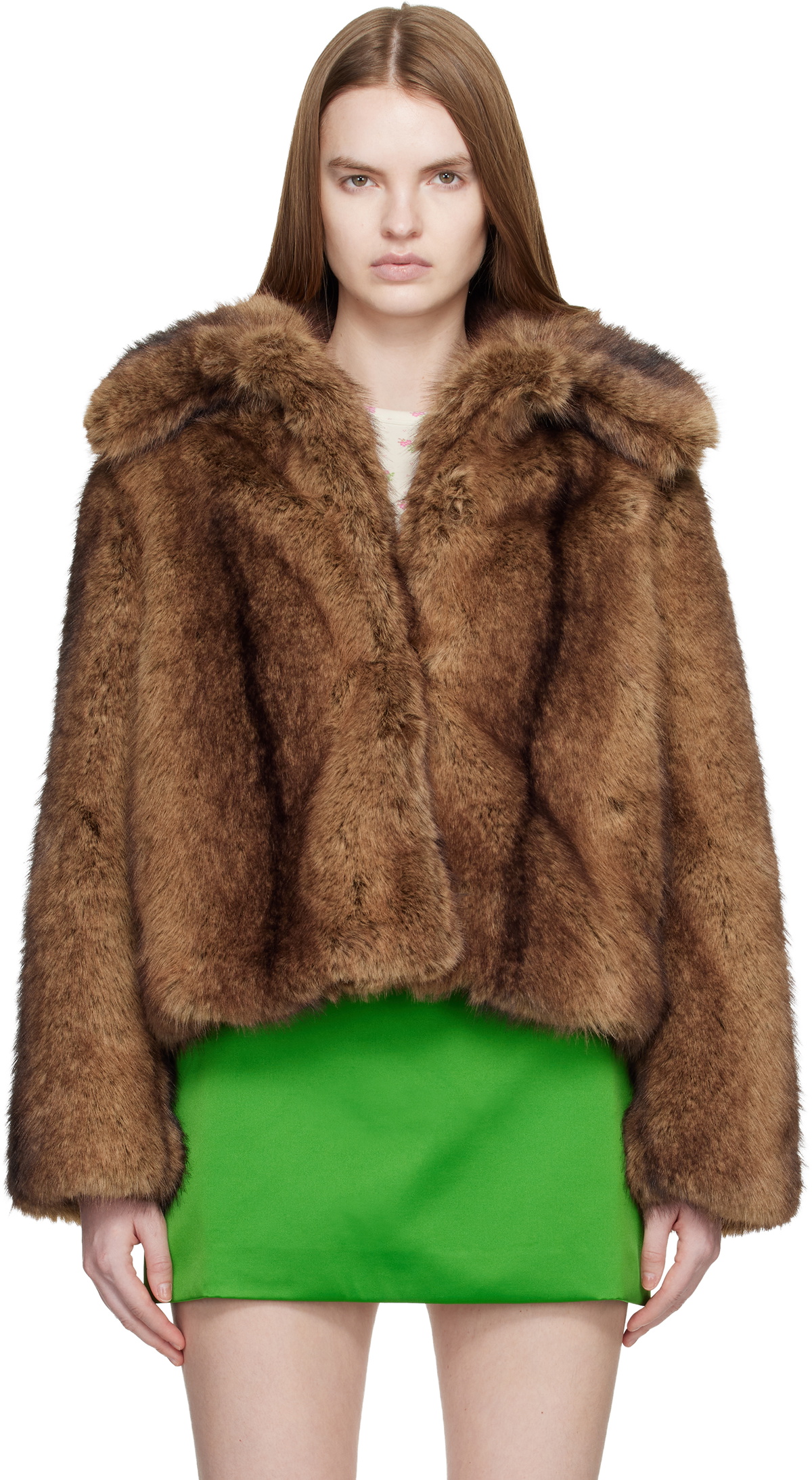 Sandy Liang Brown Kensington Faux-Fur Jacket
