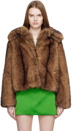 Sandy Liang Brown Kensington Faux-Fur Jacket