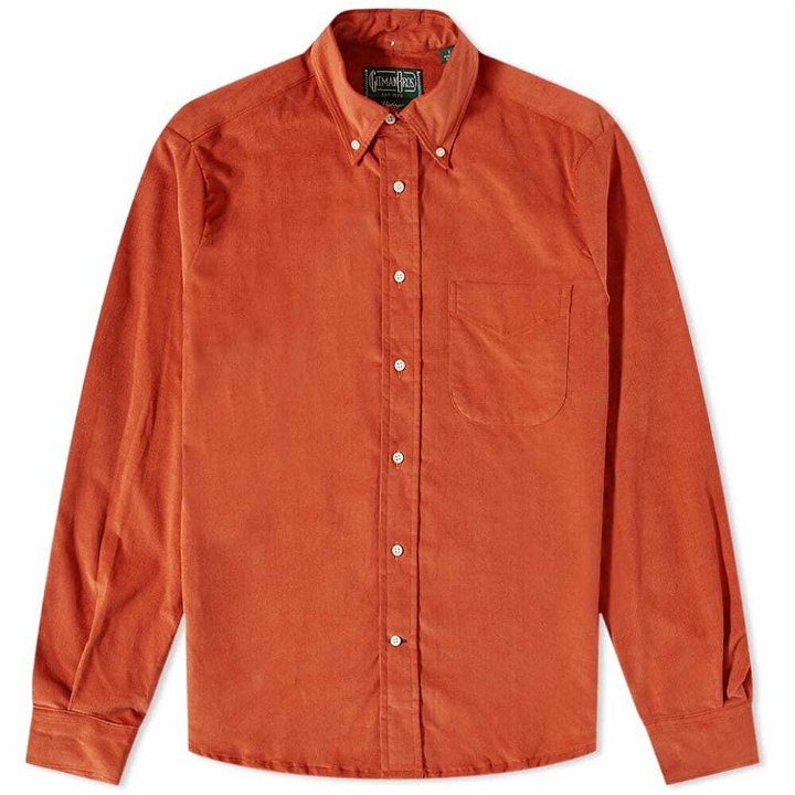 Photo: Gitman Vintage Men's Button Down Corduroy Shirt in Orange