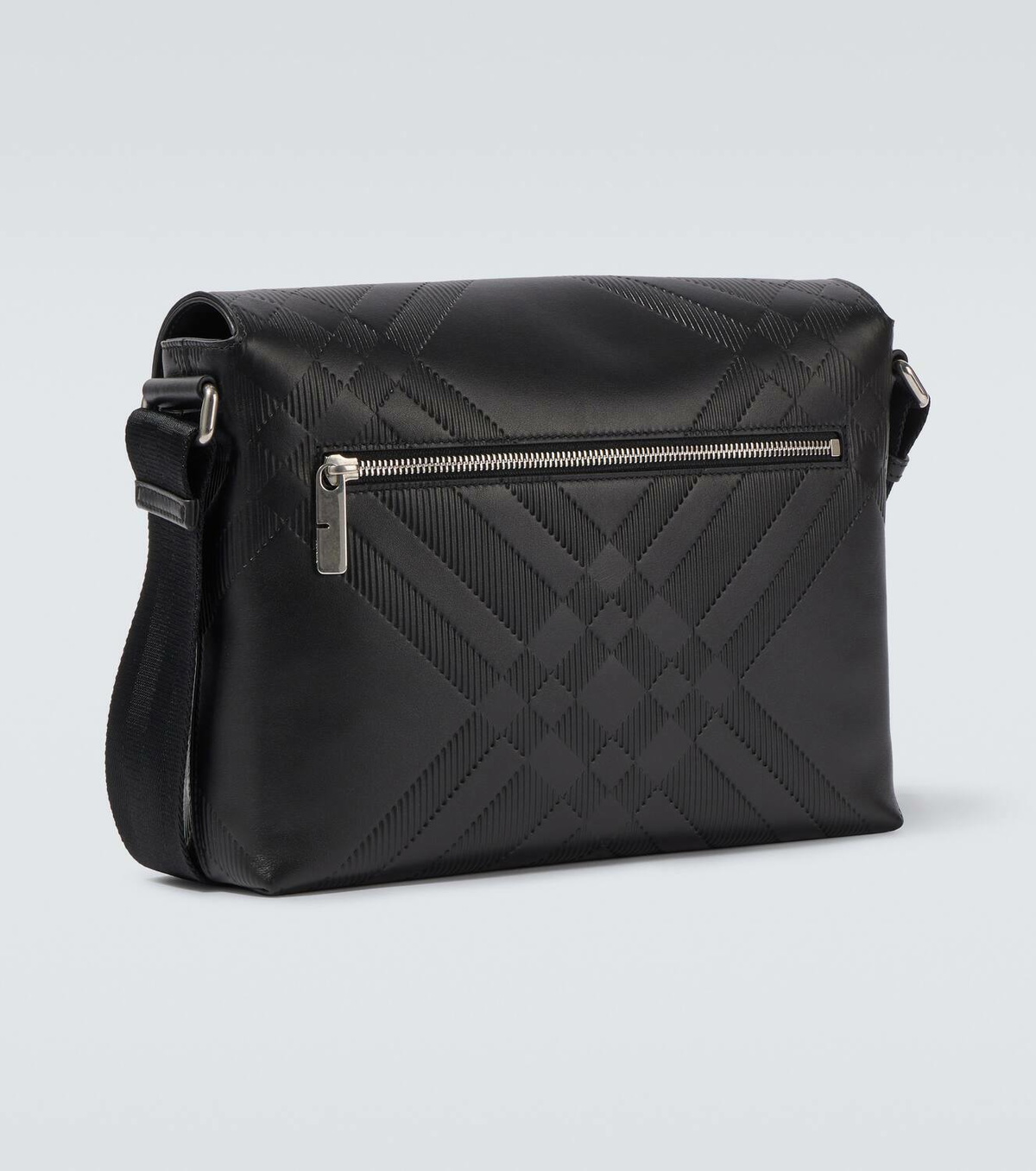 Burberry Debossed leather messenger bag