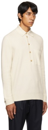 Brunello Cucinelli Beige Cashmere Long Sleeve Polo