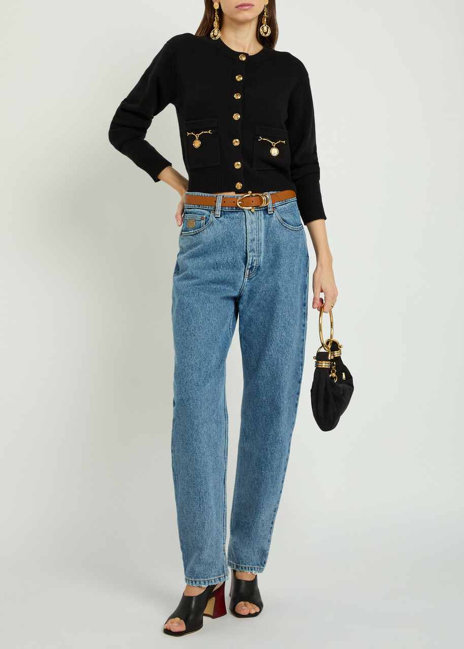 Chloe Embellished-pocket Wool and Cashmere-blend Cardigan Black