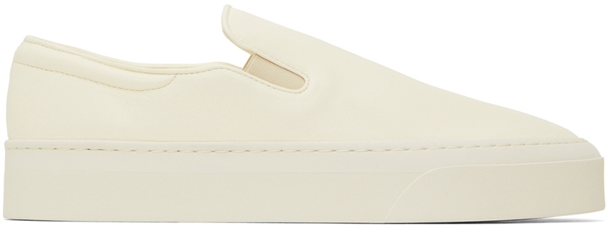 The Row Off White Leather Marie H Slip On Sneakers The Row