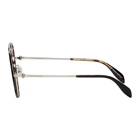 Alexander McQueen Black and Silver Aviator Sunglasses