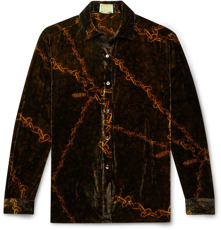 Photo: Aries - Printed Velvet Shirt - Black