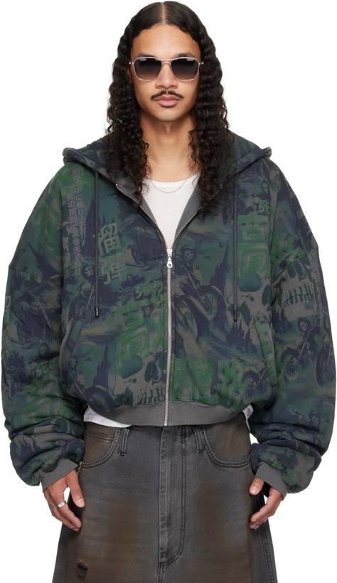 Photo: LU'U DAN Navy & Green Wadded Hoodie