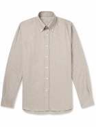 Canali - Slim-Fit Button-Down Collar Brushed Cotton-Twill Shirt - Neutrals