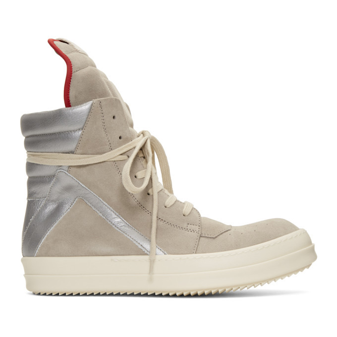 Photo: Rick Owens Beige and Silver Geobasket Sneakers