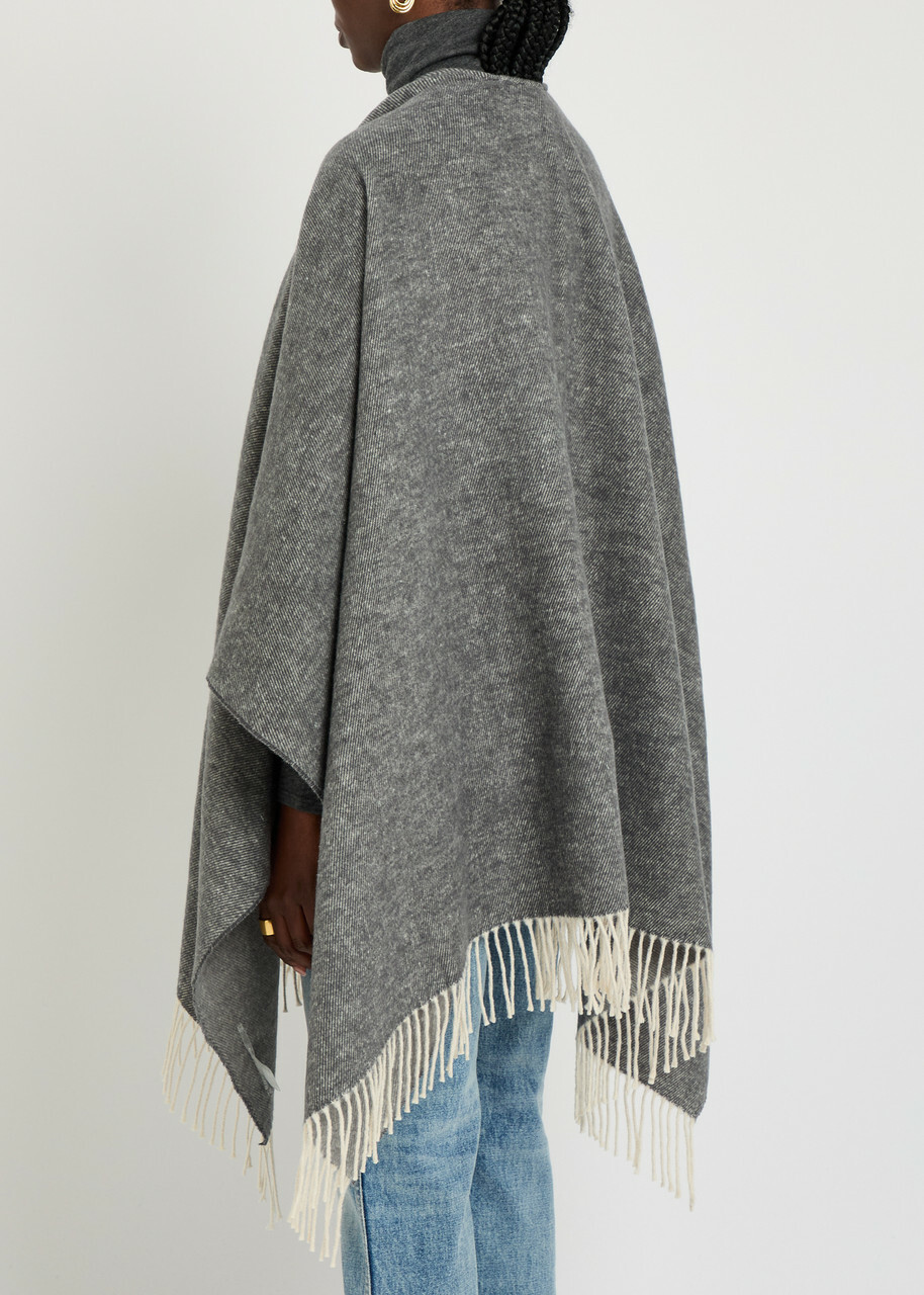Eileen Fisher Fringed Brushed Cotton-blend Poncho - Grey - One Size