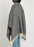 Eileen Fisher Fringed Brushed Cotton-blend Poncho - Grey - One Size
