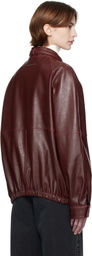 MM6 Maison Margiela Burgundy Sports Faux-Leather Jacket