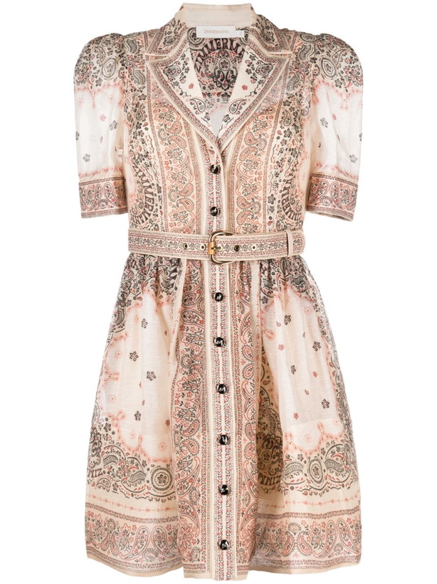 Photo: ZIMMERMANN - Bandana Print Linen And Silk Blend Mini Shirt Dress