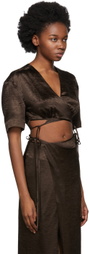 Yuzefi Brown Wrap Top T-Shirt