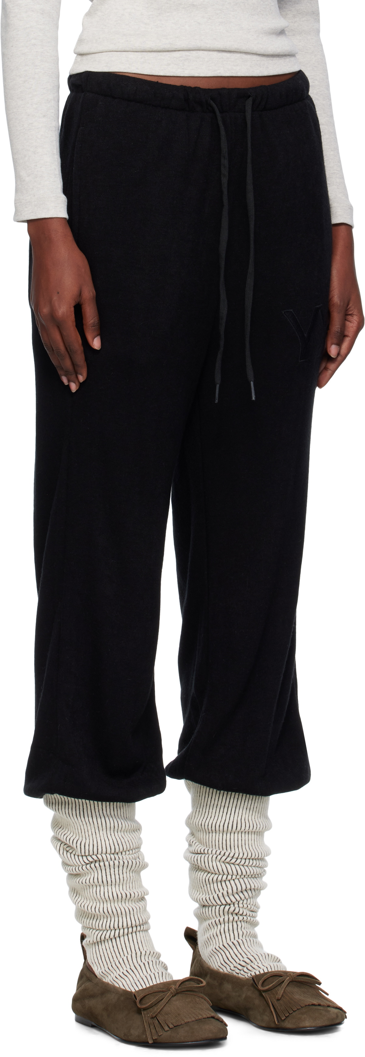 OPEN YY Black Layered Knee Socks Lounge Pants