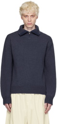AMOMENTO Blue Half-Zip Sweater