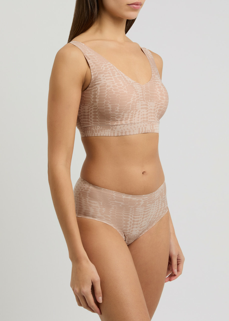 Chantelle Python-effect Stretch-polyamide Briefs - Beige - One Size