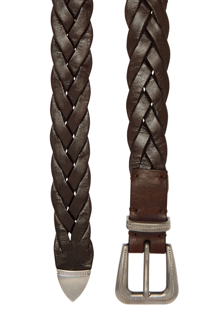 Brunello Cucinelli Braided Leather Belt Chocolate