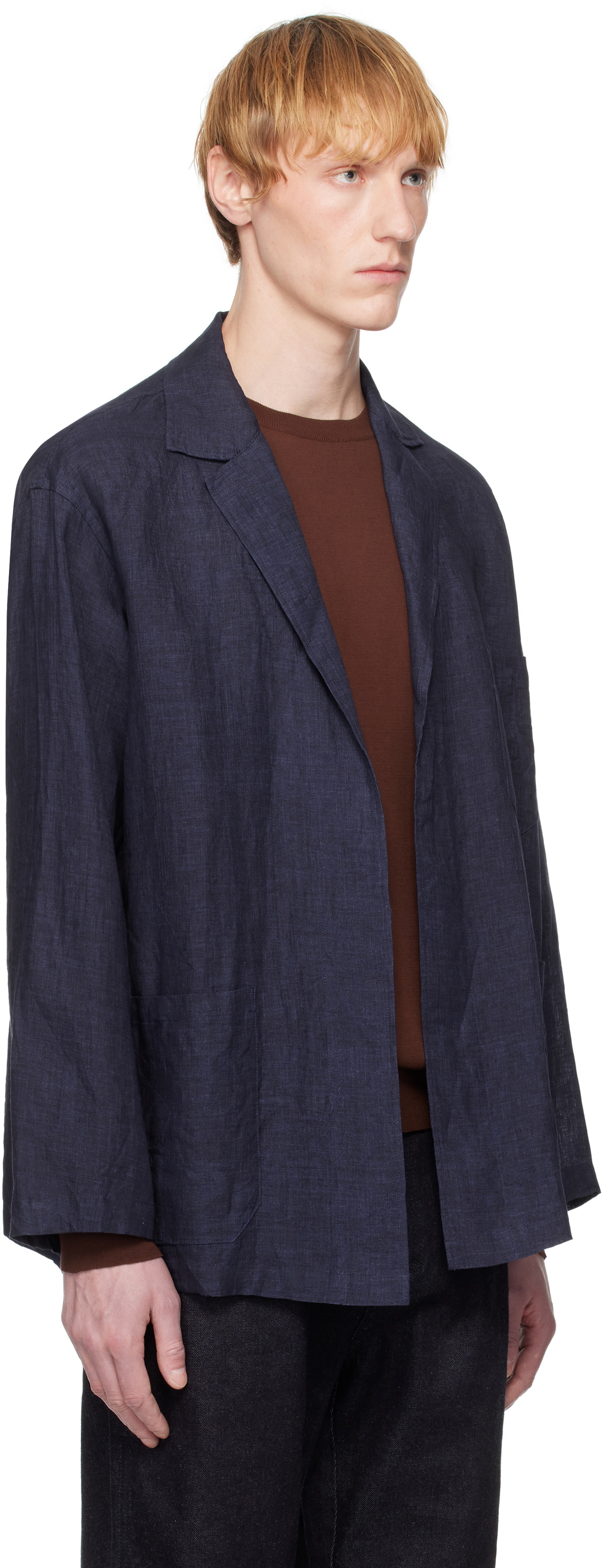 YLÈVE Navy Linen Blazer