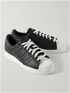 adidas Originals - Superstar 82 Rubber-Trimmed Pebble-Grain Leather Sneakers - Black