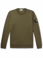 Stone Island - Logo-Appliquéd Garment-Dyed Cotton-Jersey Sweatshirt - Green