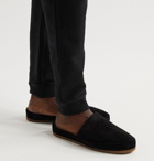 Mulo - Shearling-Lined Suede Slippers - Black