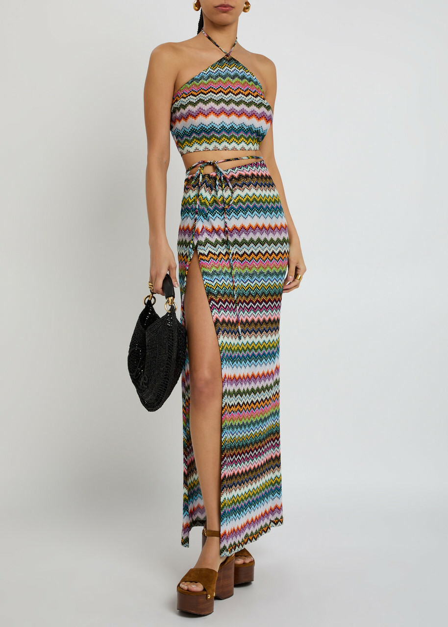 Missoni Zigzag Halterneck Metallic-knit top Multicoloured Missoni